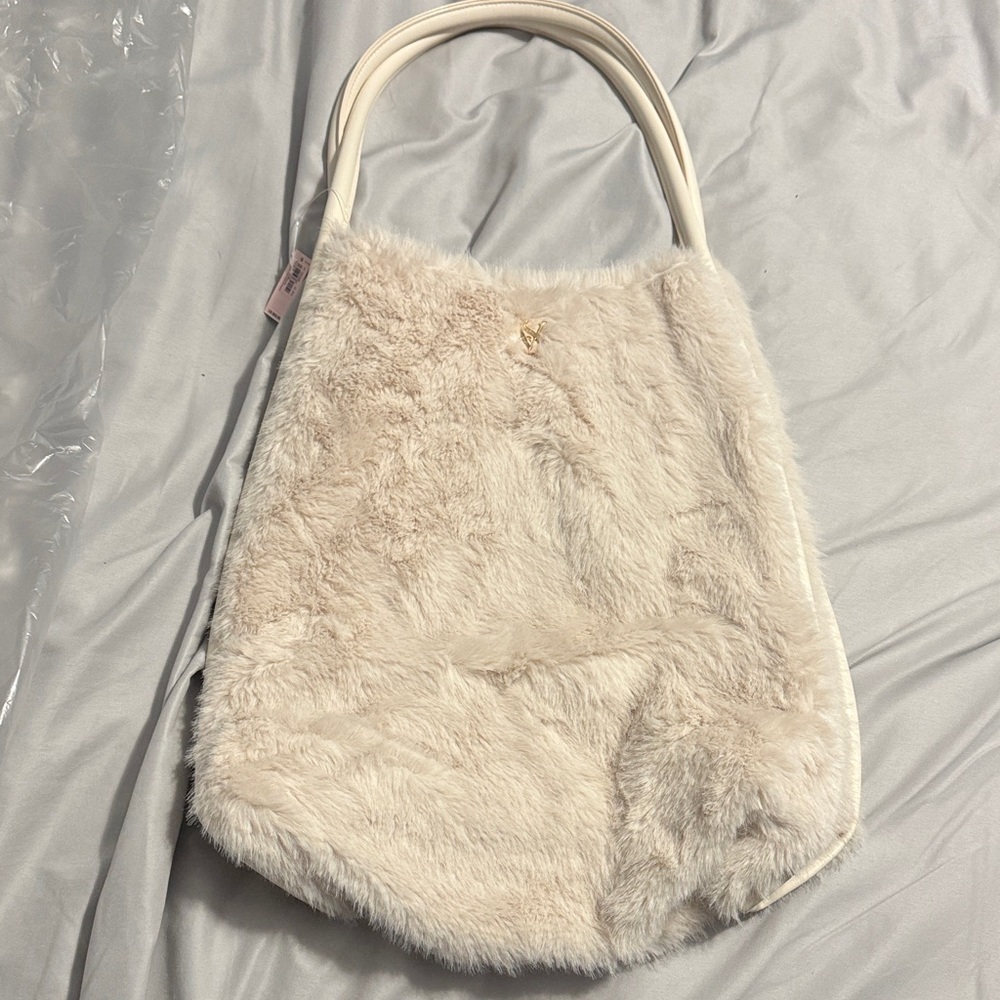 Victoria's Secret Cream Faux Fur Tote